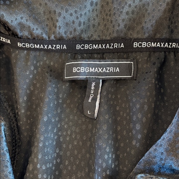 BCBG Maxazria Black Satin-y 2p Pajama Set with Pink Piping Large Loungewear - Picture 2 of 3